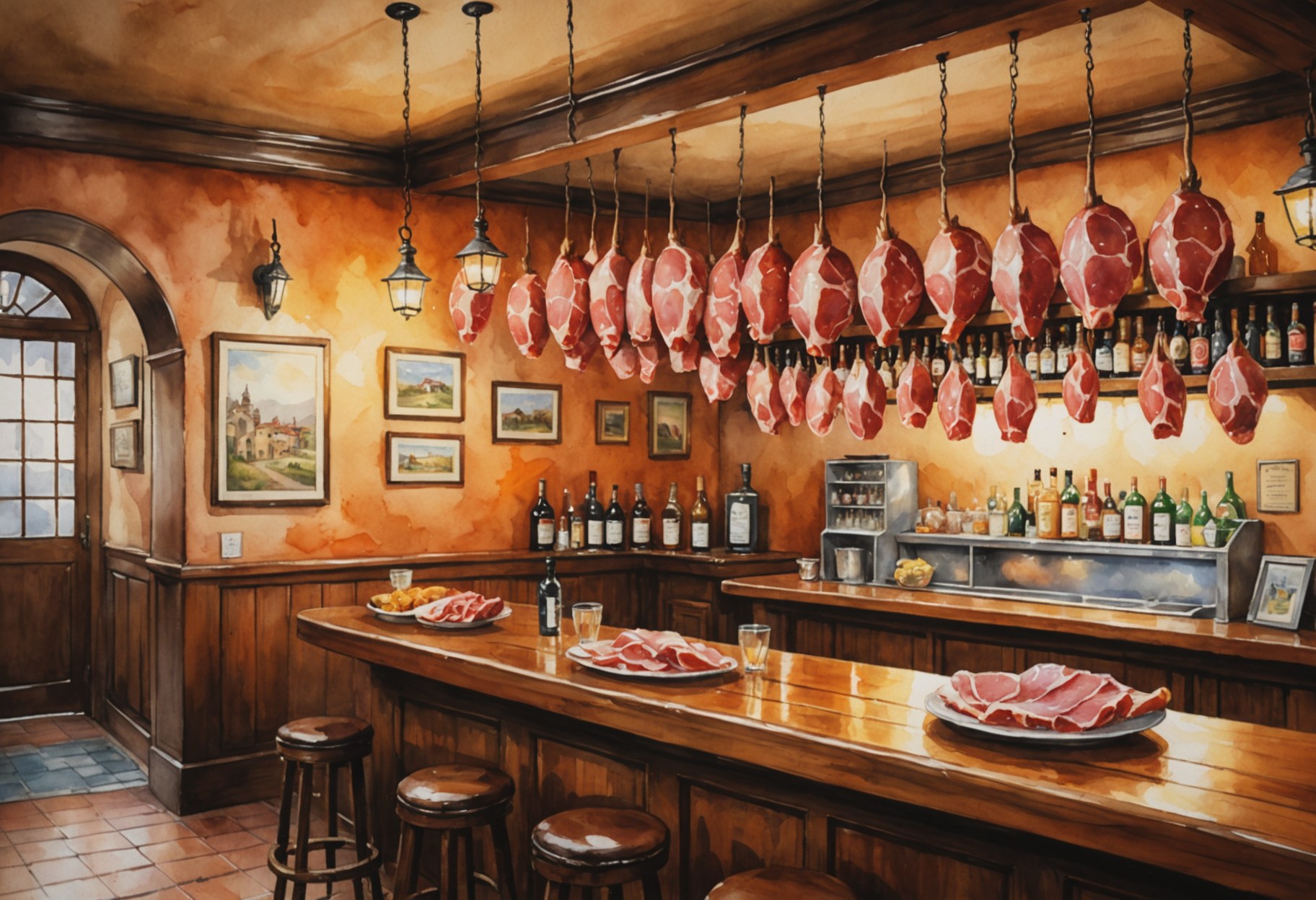 Interior del bar con barra tradicional
